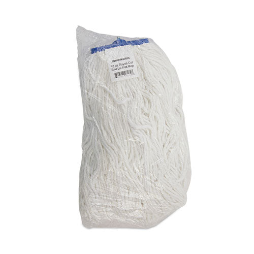 Cut-end Lie-flat Mop Head, Rayon, 16oz, White, 12/carton.