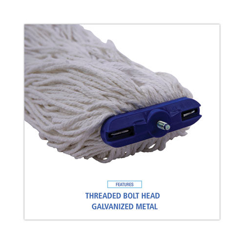 Cut-end Lie-flat Mop Head, Rayon, 16oz, White, 12/carton.