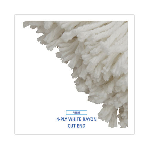 Cut-end Lie-flat Mop Head, Rayon, 16oz, White, 12/carton.