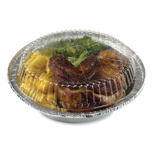 Round Aluminum To-go Container Lids, Dome Lid, 7", Clear, Plastic, 500/carton.