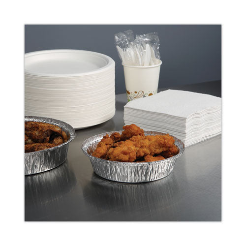 Round Aluminum To-go Containers, 250 Gauge, 24 Oz, 7" Diameter X 1.47"h, Silver, 500/carton.