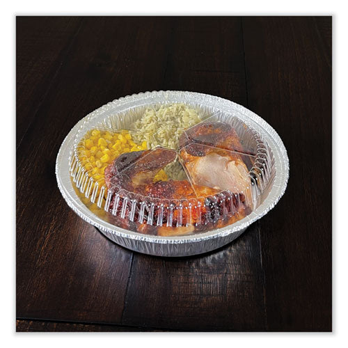 Round Aluminum To-go Container Lids, Dome Lid, 9", Clear, Plastic, 500/carton.