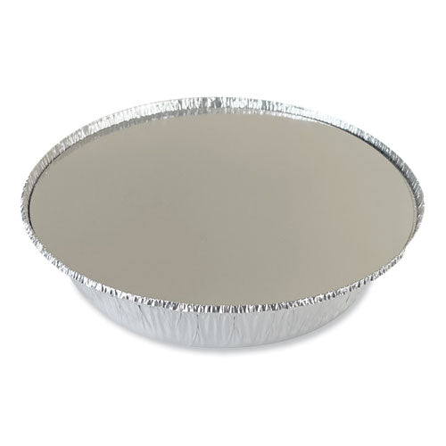 Round Aluminum To-go Containers With Lid, 48 Oz, 9" Diameter X 1.66"h, Silver, 200/carton.