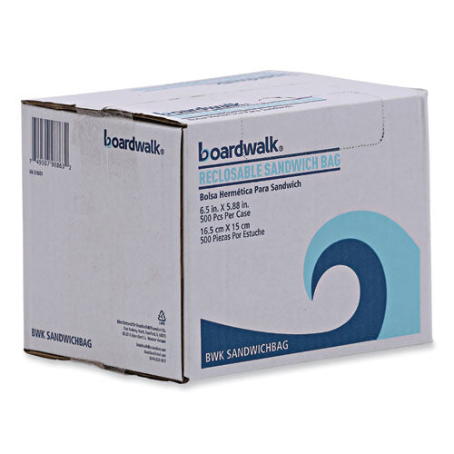 Reclosable Food Storage Bags, Sandwich, 6.5" X 5.89", Clear, 500/box.