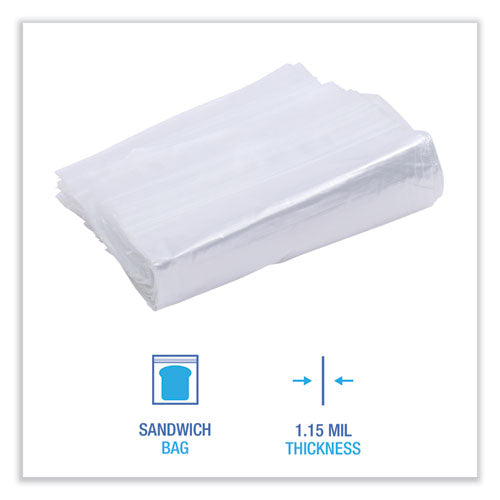 Reclosable Food Storage Bags, Sandwich, 6.5" X 5.89", Clear, 500/box.