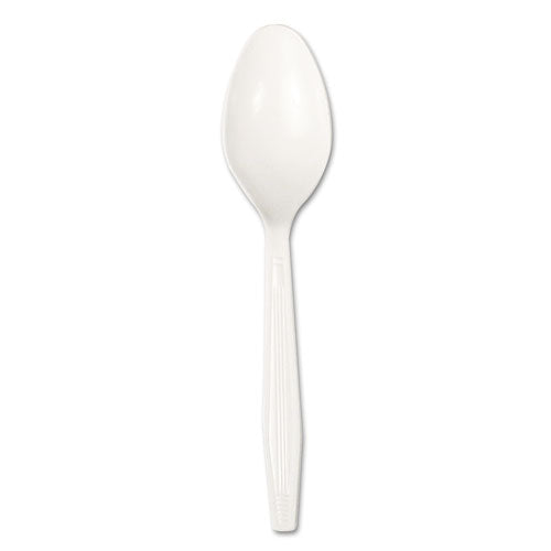 Heavyweight Polystyrene Cutlery, Teaspoon, White, 1000/carton.