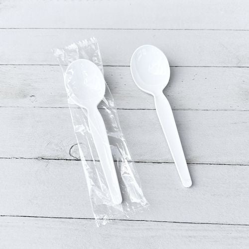 Heavyweight Wrapped Polystyrene Cutlery, Teaspoon, White, 1,000/carton.