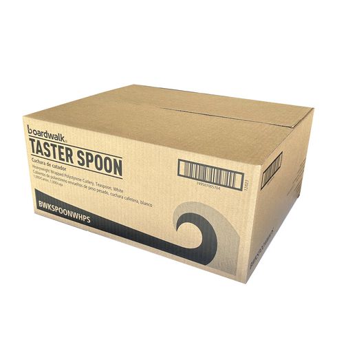 Heavyweight Wrapped Polystyrene Cutlery, Teaspoon, White, 1,000/carton.