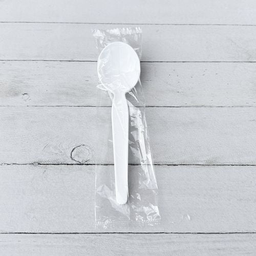 Heavyweight Wrapped Polystyrene Cutlery, Teaspoon, White, 1,000/carton.