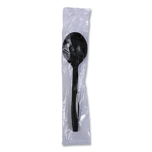 Heavyweight Wrapped Polypropylene Cutlery, Soup Spoon, Black, 1,000/carton.