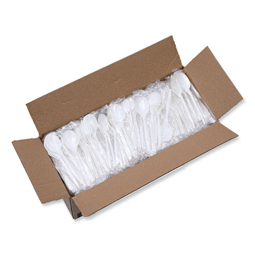 Heavyweight Wrapped Polypropylene Cutlery, Soup Spoon, White, 1,000/carton.