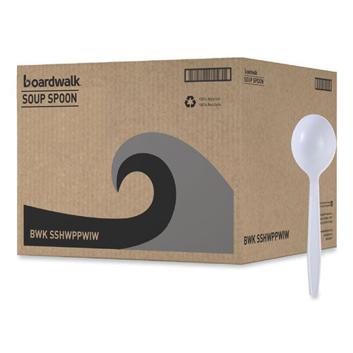 Heavyweight Wrapped Polypropylene Cutlery, Soup Spoon, White, 1,000/carton.