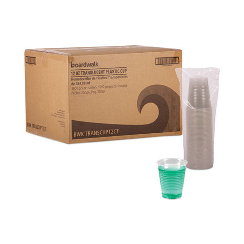 Translucent Plastic Cold Cups, 12 Oz, Polypropylene, 50 Cups/sleeve, 20 Sleeves/carton.