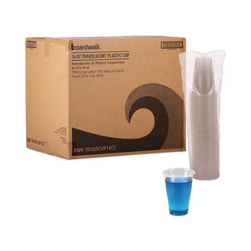 Translucent Plastic Cold Cups, 16 Oz, Polypropylene, 50 Cups/sleeve, 20 Sleeves/carton.