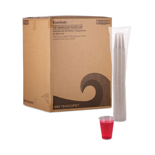 Translucent Plastic Cold Cups, 9 Oz, Polypropylene, 100 Cups/sleeve, 25 Sleeves/carton.