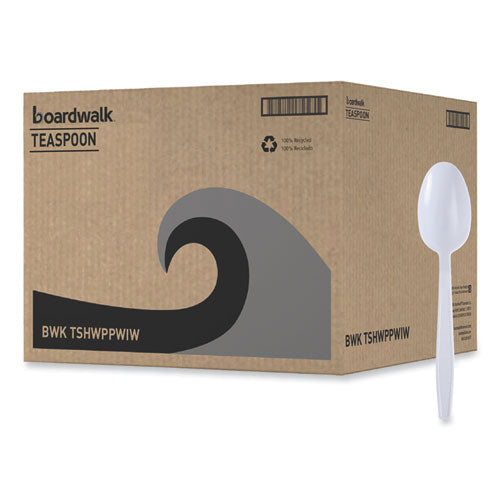 Heavyweight Wrapped Polypropylene Cutlery, Teaspoon, White, 1,000/carton.