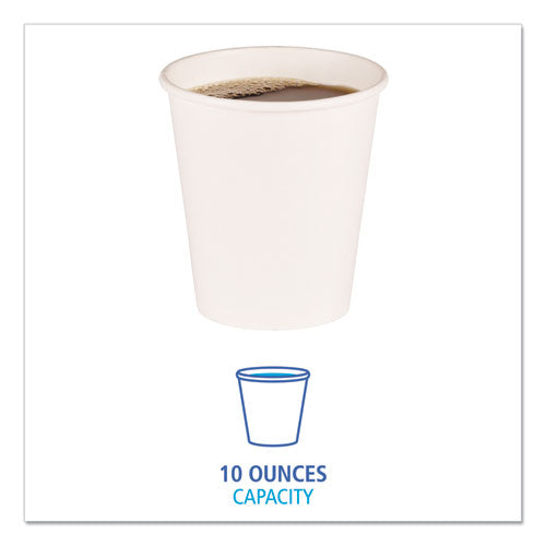 Paper Hot Cups, 10 Oz, White, 50 Cups/sleeve, 20 Sleeves/carton.