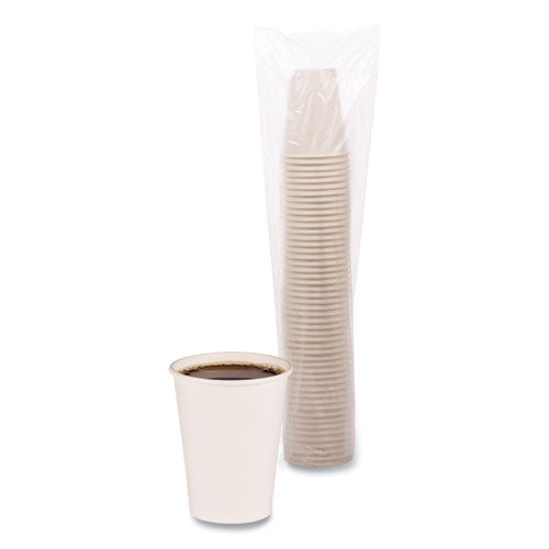 Paper Hot Cups, 12 Oz, White, 50 Cups/sleeve, 20 Sleeves/carton.