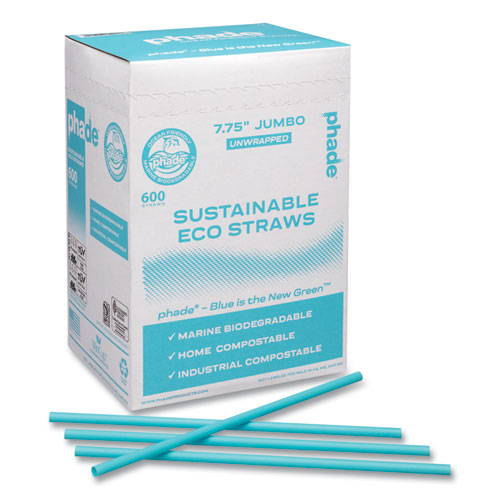 Marine Biodegradable Straws, 7.75", Ocean Blue, 6,000/carton.