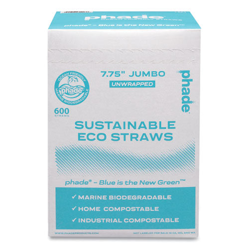 Marine Biodegradable Straws, 7.75", Ocean Blue, 6,000/carton.