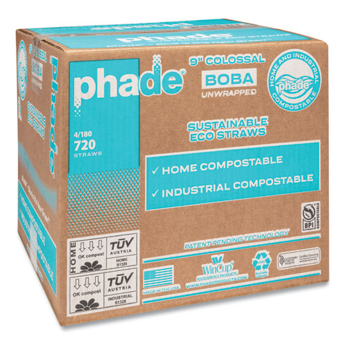 Marine Biodegradable Straws, Boba Straws, 9", Ocean Blue, 720/carton.