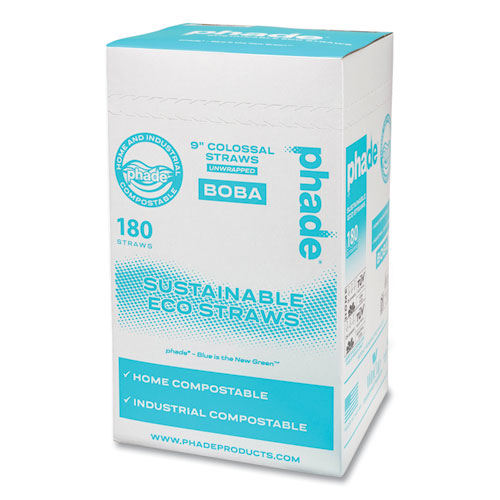 Marine Biodegradable Straws, Boba Straws, 9", Ocean Blue, 720/carton.