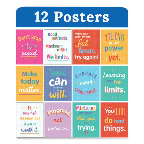 Mini Posters, Growth Mindset Quotes, 8.5 X 11, 12/set.