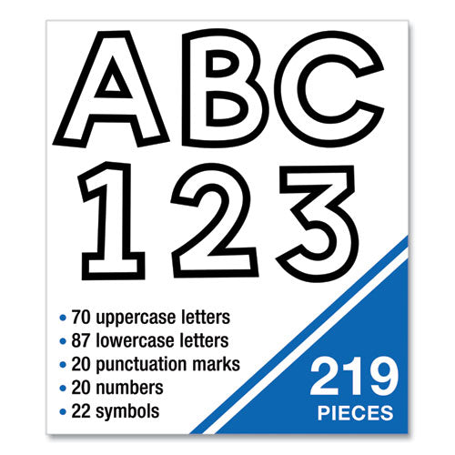 Ez Letter Combo Packs, White With Black Trim, 4"h, 219 Characters.