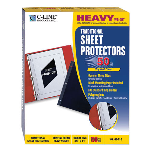 Traditional Polypropylene Sheet Protectors, Heavyweight, 11 X 8.5, 50/box.