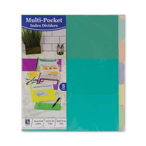 Index Dividers With Multi-pockets, 5-tab, 11.5 X 10, Assorted, 1 Set.