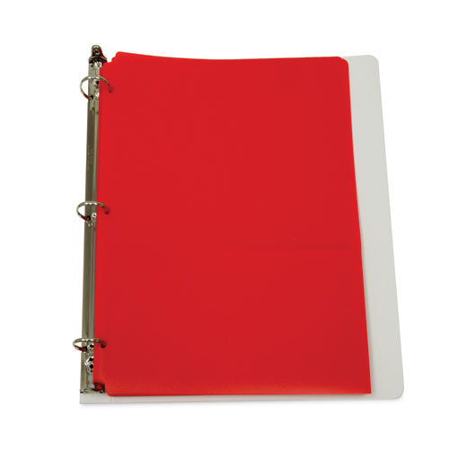 Two-pocket Heavyweight Poly Portfolio Folder, 3-hole Punch, 11 X 8.5, Red, 25/box.