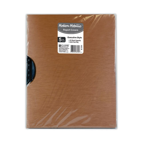 Modern Metallic Executive Style Report Cover, Swing Clip,  8.5 X 11, Bronze/bronze, 5/pack.