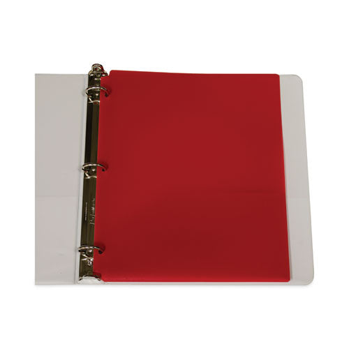 Two-pocket Heavyweight Poly Portfolio Folder, 3-hole Punch, 11 X 8.5, Red, 25/box.