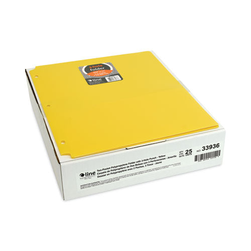 Two-pocket Heavyweight Poly Portfolio Folder, 3-hole Punch, 11 X 8.5, Yellow, 25/box.