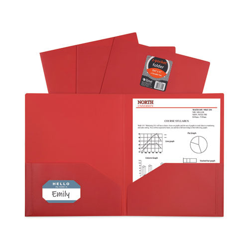 Two-pocket Heavyweight Poly Portfolio Folder, 11 X 8.5, Red, 25/box.