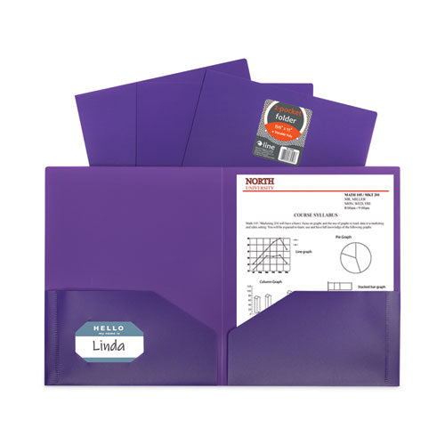 Two-pocket Heavyweight Poly Portfolio Folder, 11 X 8.5, Purple, 25/box.