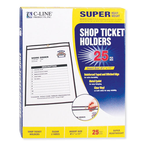 Shop Ticket Holders, Stitched, Both Sides Clear, 50 Sheets, 8.5 X 11, 25/box.