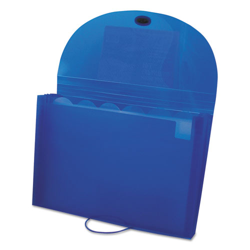 Expanding Files, 1.63" Expansion, 7 Sections, Cord/hook Closure,1/6-cut Tabs, Letter Size, Blue