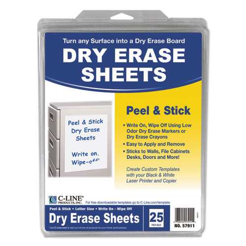 Self-stick Dry Erase Sheets, 8.5 X 11, White Surface, 25/box.