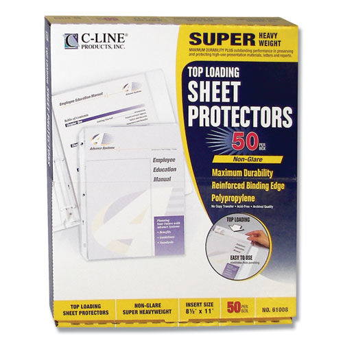 Super Heavyweight Poly Sheet Protectors, Non-glare, 2", 11 X 8.5, 50/box.