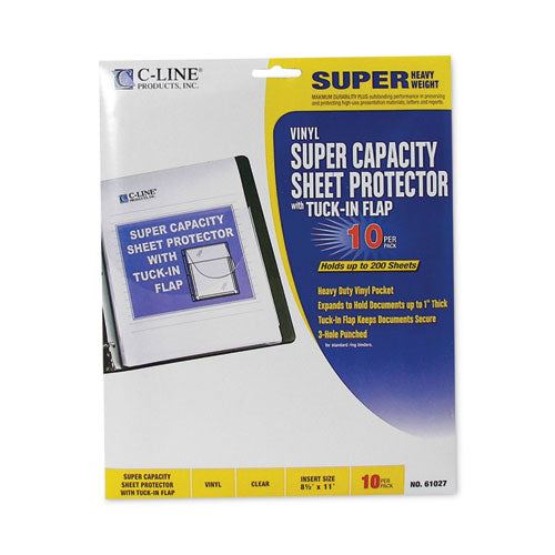 Super Capacity Sheet Protectors With Tuck-in Flap, 200", Letter Size, 10/pack.