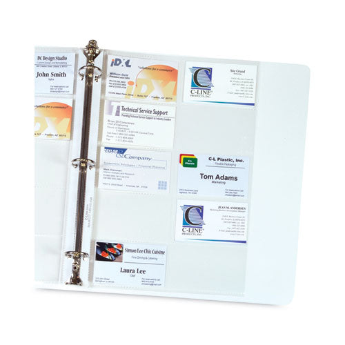 Business Card Binder Pages, For 2 X 3.5 Cards, Clear, 20 Cards/sheet, 10 Sheets/pack.