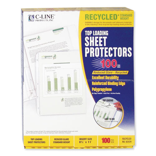 Recycled Polypropylene Sheet Protectors, Reduced Glare, 2", 11 X 8.5, 100/box.