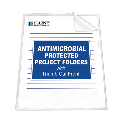 Antimicrobial Protected Poly Project Folders, Letter Size, Clear, 25/box.