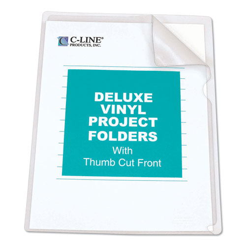 Deluxe Vinyl Project Folders, Letter Size, Clear, 50/box.