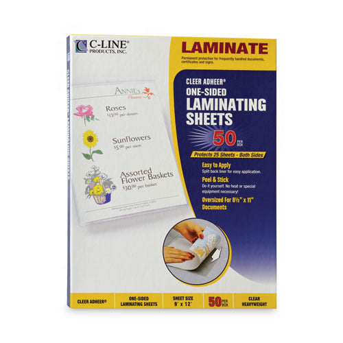 Cleer Adheer Self-adhesive Laminating Film, 2 Mil, 9" X 12", Gloss Clear, 50/box.