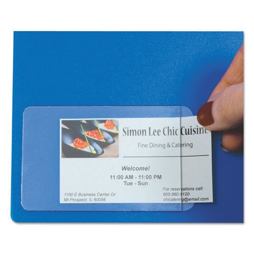 Self-adhesive Business Card Holders, Side Load, 2 X 3.5, Clear, 10/pack.