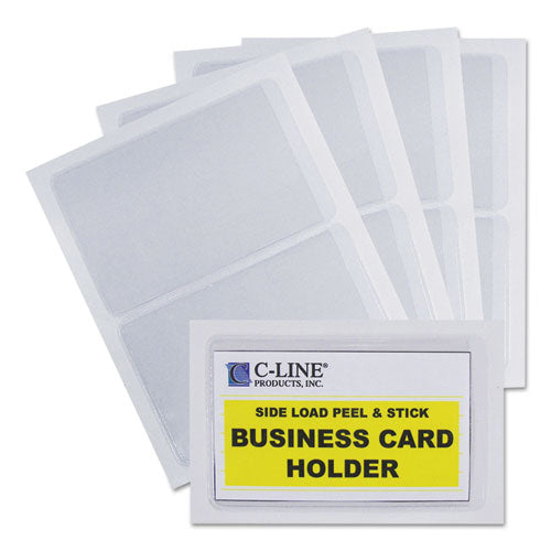 Self-adhesive Business Card Holders, Side Load, 2 X 3.5, Clear, 10/pack.