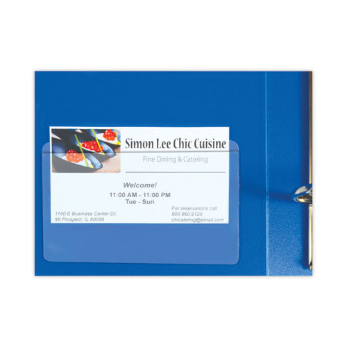 Self-adhesive Business Card Holders, Top Load, 2 X 3.5, Clear, 10/pack.