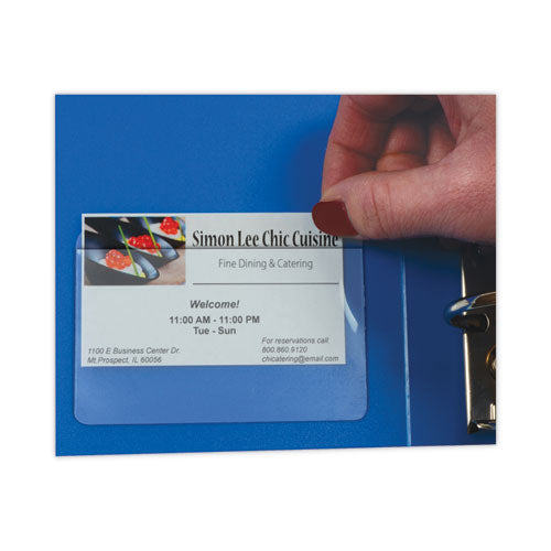 Self-adhesive Business Card Holders, Top Load, 2 X 3.5, Clear, 10/pack.